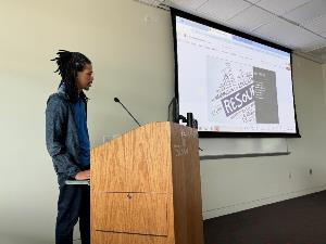 Jermaine presents resource slide for User Interface Design Presentation